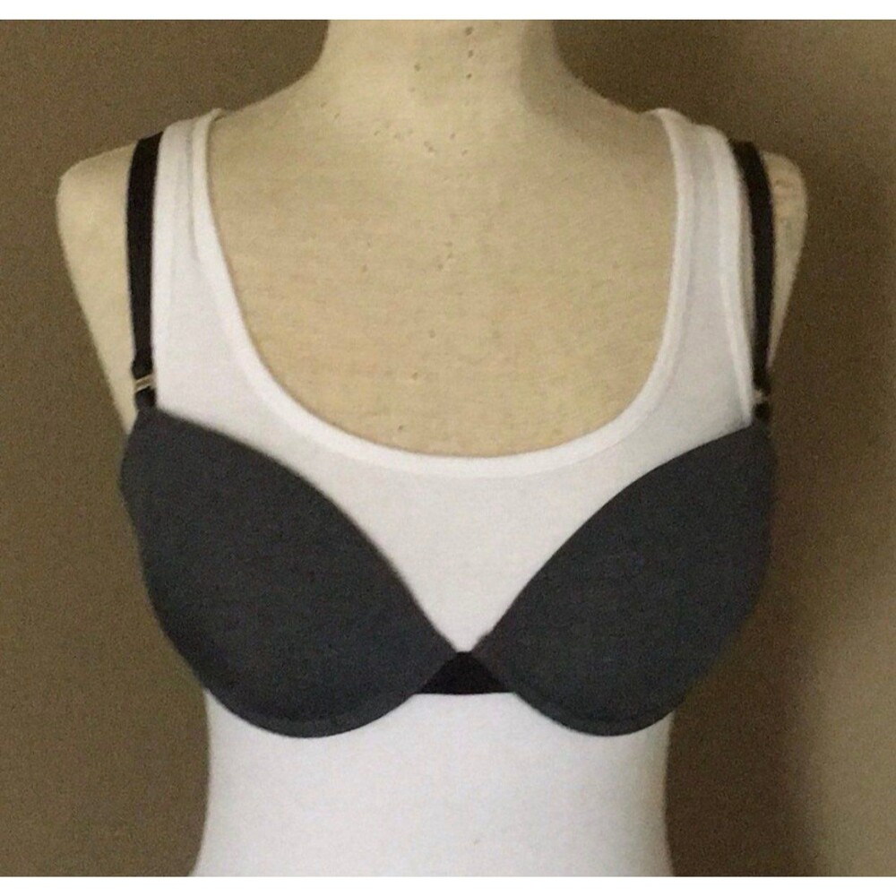 Oysho Black Lace Trim Push Up Bra 34C Removable Padding NWT